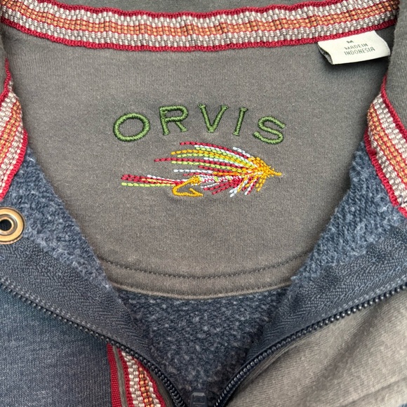 Orvis Blue Pullover 1/4 Zip Snap Neck - Picture 2 of 10